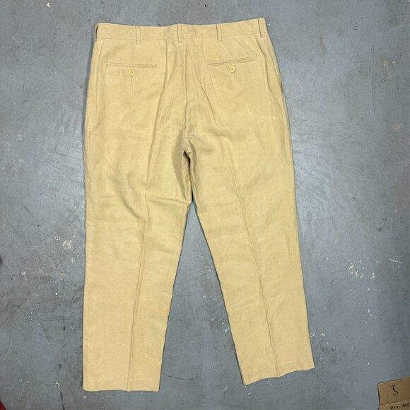 Vintage Polo Ralph Lauren Linen Silk Trousers Beige Pants 36x30 - Picture 9 of 11